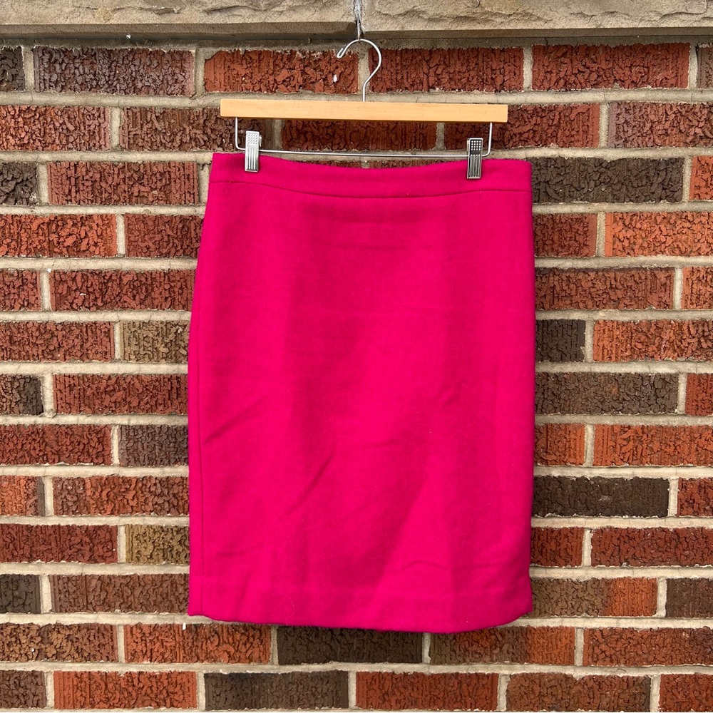 J. Crew Hot Pink Wool High Waisted Pencil Skirt